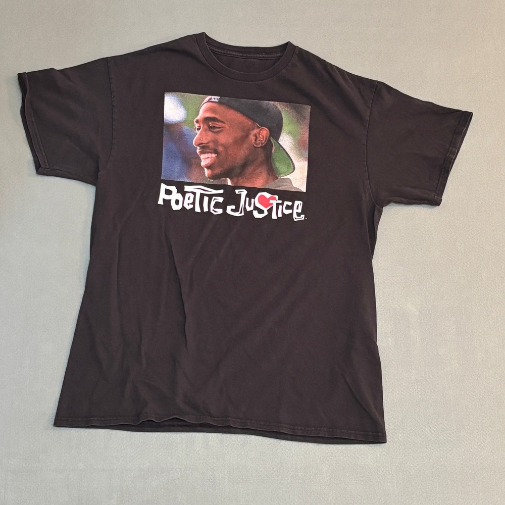 Ripple Junction Poetic Justice Tupac Shakur 2-PAC T-Shirt Mens L‎ Black Rap